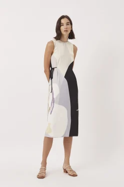 A Place To Be Pleat Shoulder Dress