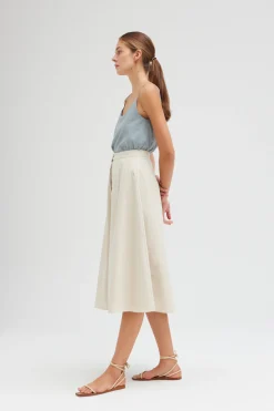 A-line Cotton Midi Skirt