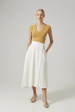 Asymmetrical Textured Wrap Skirt