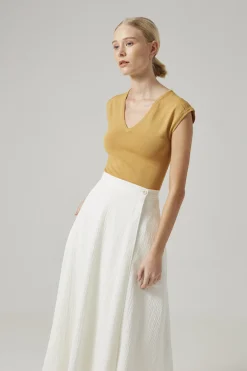 Asymmetrical Textured Wrap Skirt