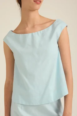 Boat-Neck Linen Top