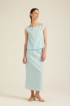Boat-Neck Linen Top