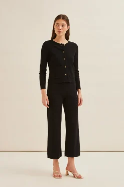Bouclé Knit Full-Length Pants