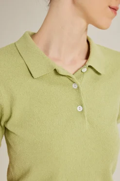 Bouclé Knit Polo Top