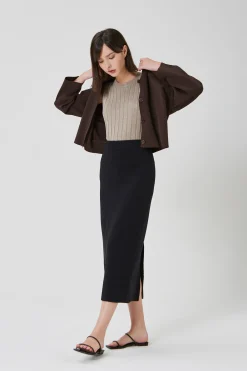Broad-Hem Knit Skirt