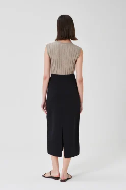Broad-Hem Knit Skirt