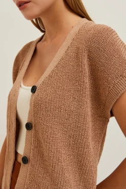 Button Down Chunky Knit Vest