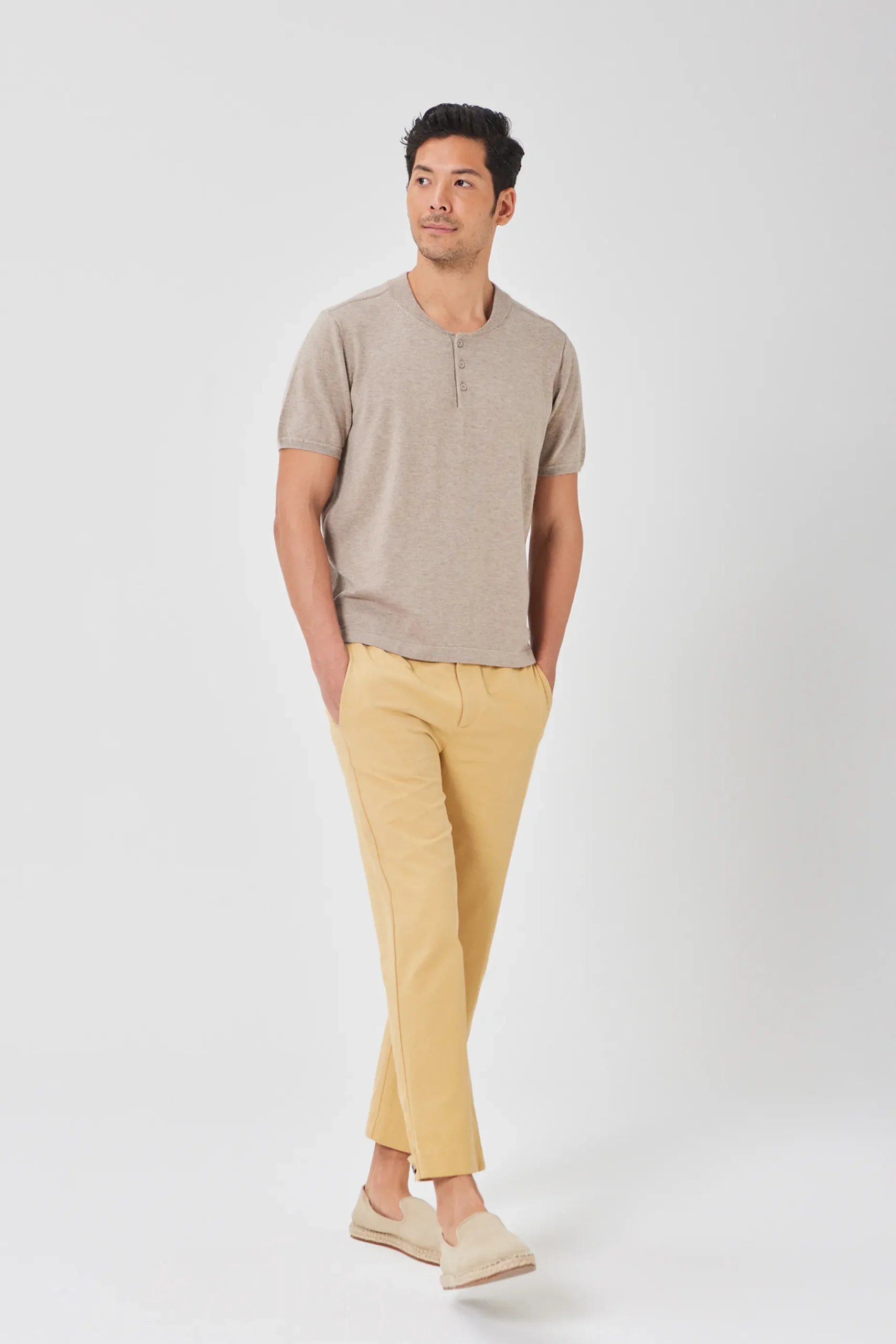 Buttoned-Cuff Straight Leg Trousers