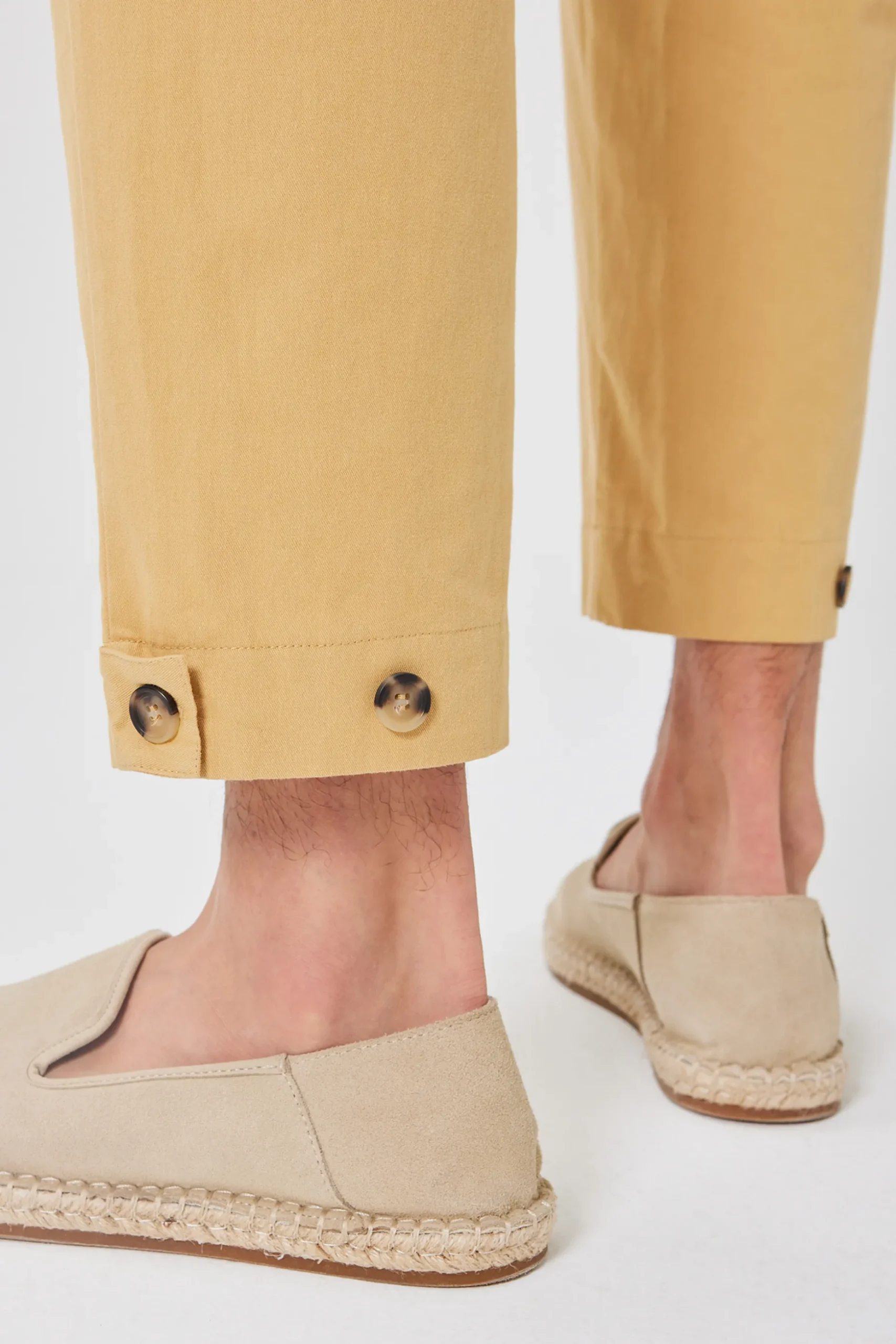 Buttoned-Cuff Straight Leg Trousers