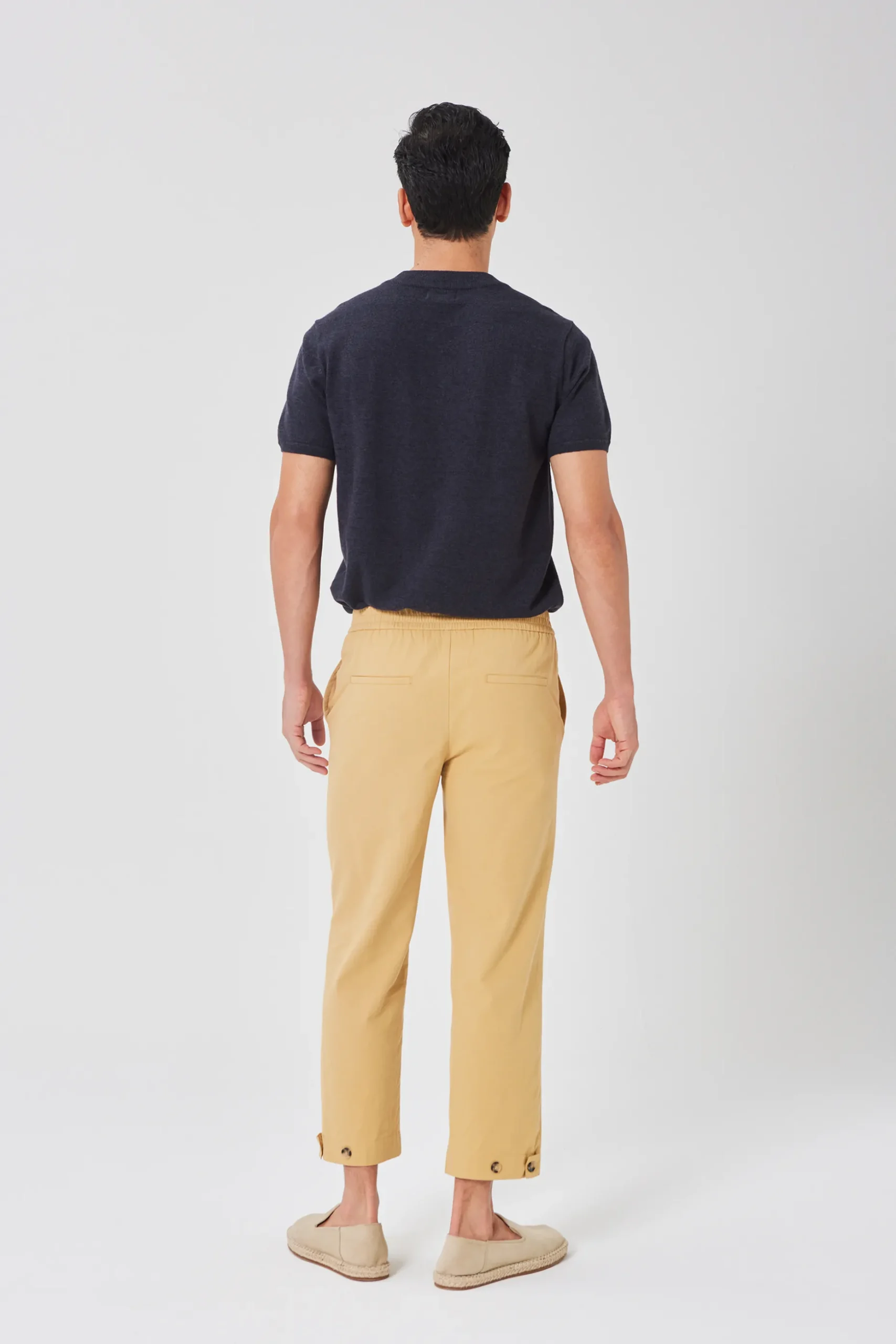 Buttoned-Cuff Straight Leg Trousers