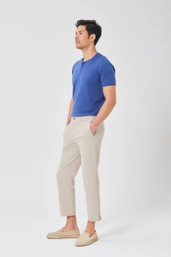 Buttoned-Cuff Straight Leg Trousers