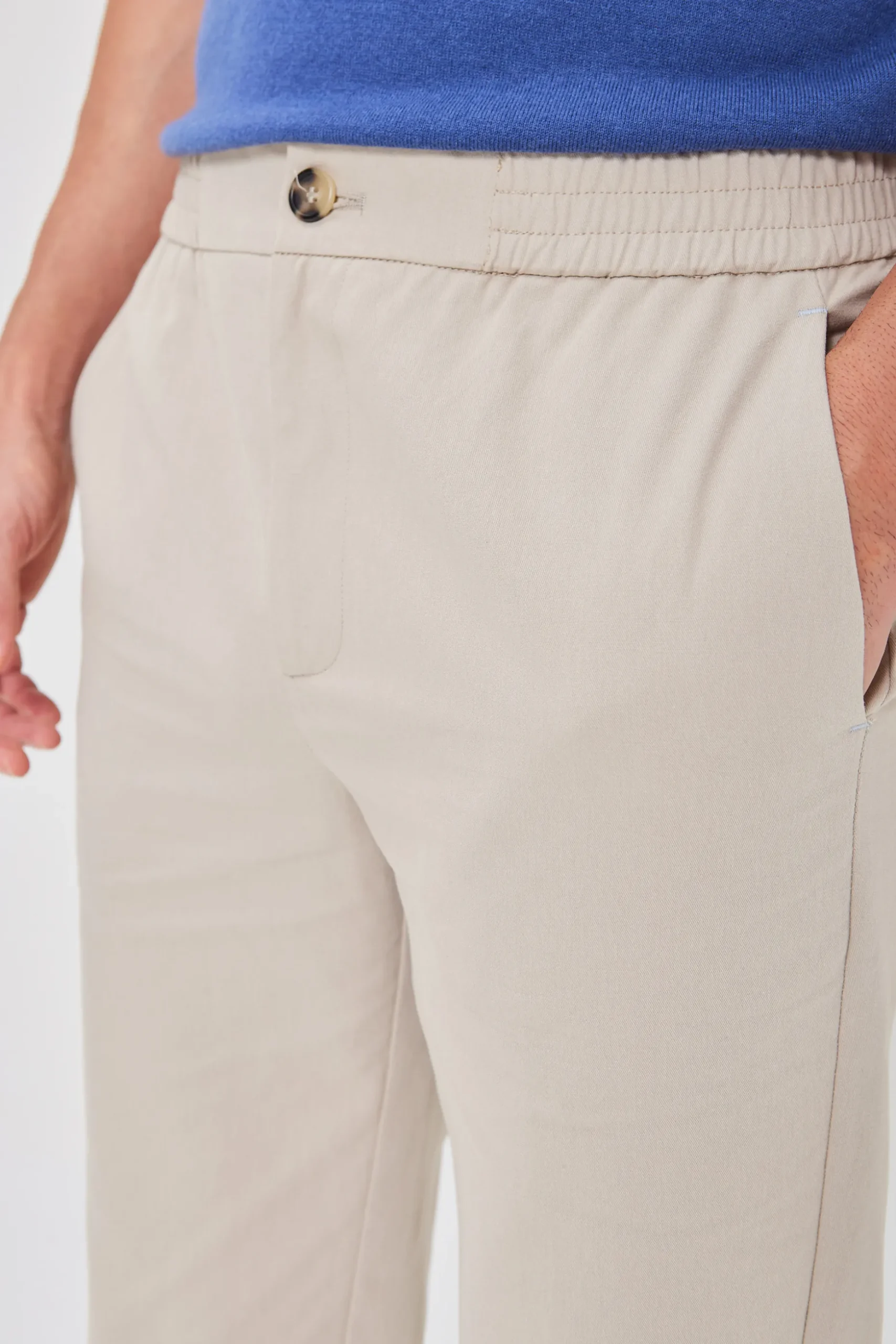 Buttoned-Cuff Straight Leg Trousers