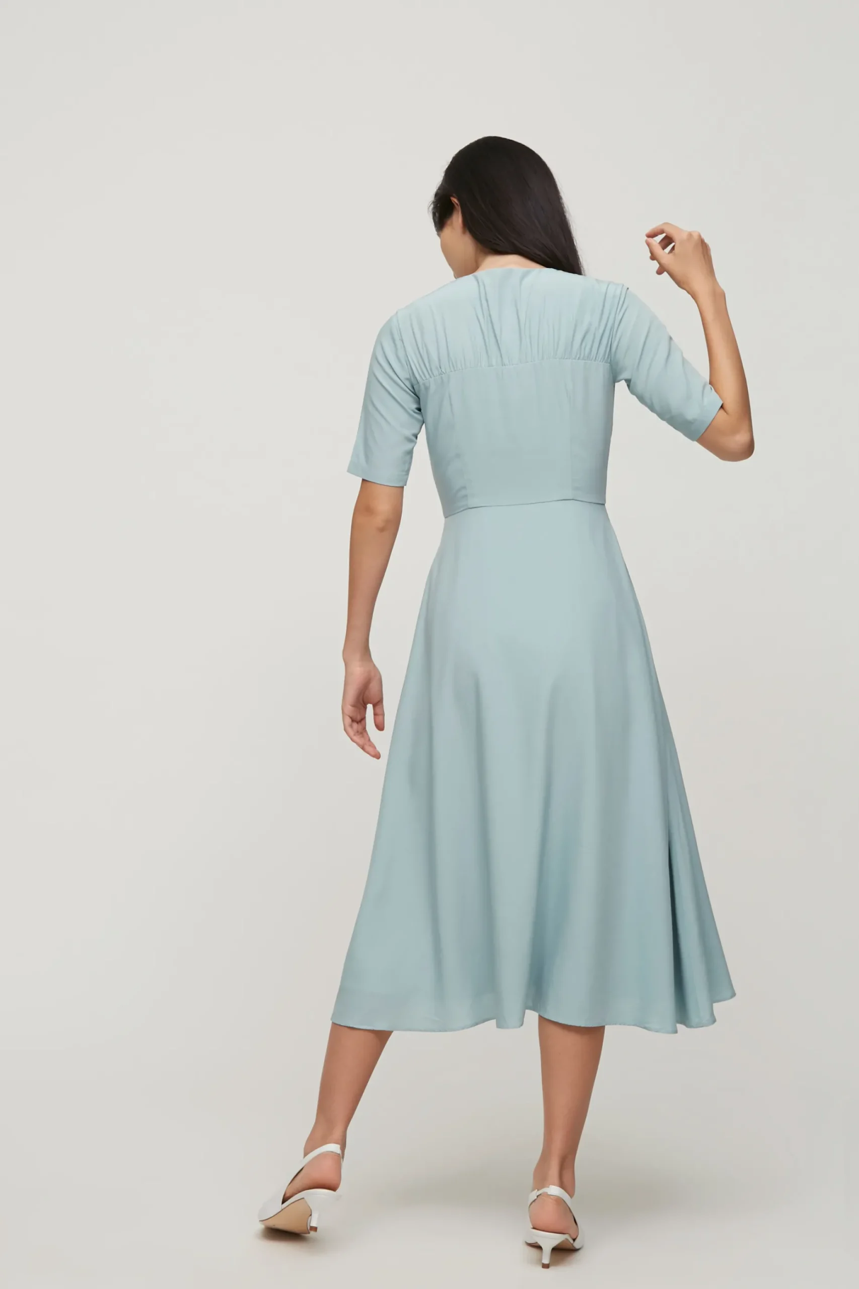 Contrast Button Midi Dress