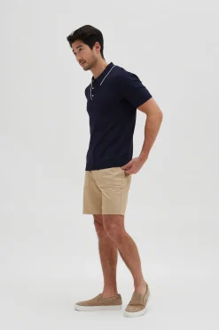 Contrast Collared Knit Shirt