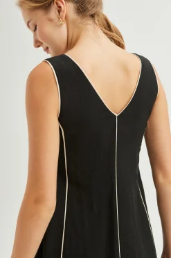 Contrast Piped Maxi Dress