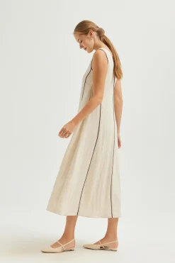 Contrast Piped Maxi Dress