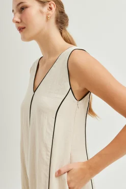 Contrast Piped Maxi Dress