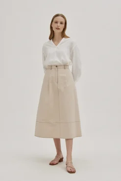 Contrast Stitch Cotton Skirt