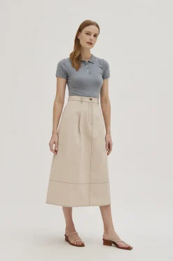 Contrast Stitch Cotton Skirt