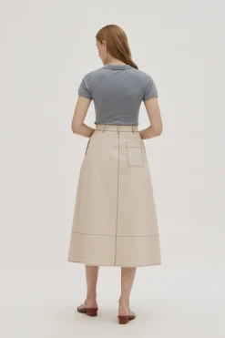 Contrast Stitch Cotton Skirt