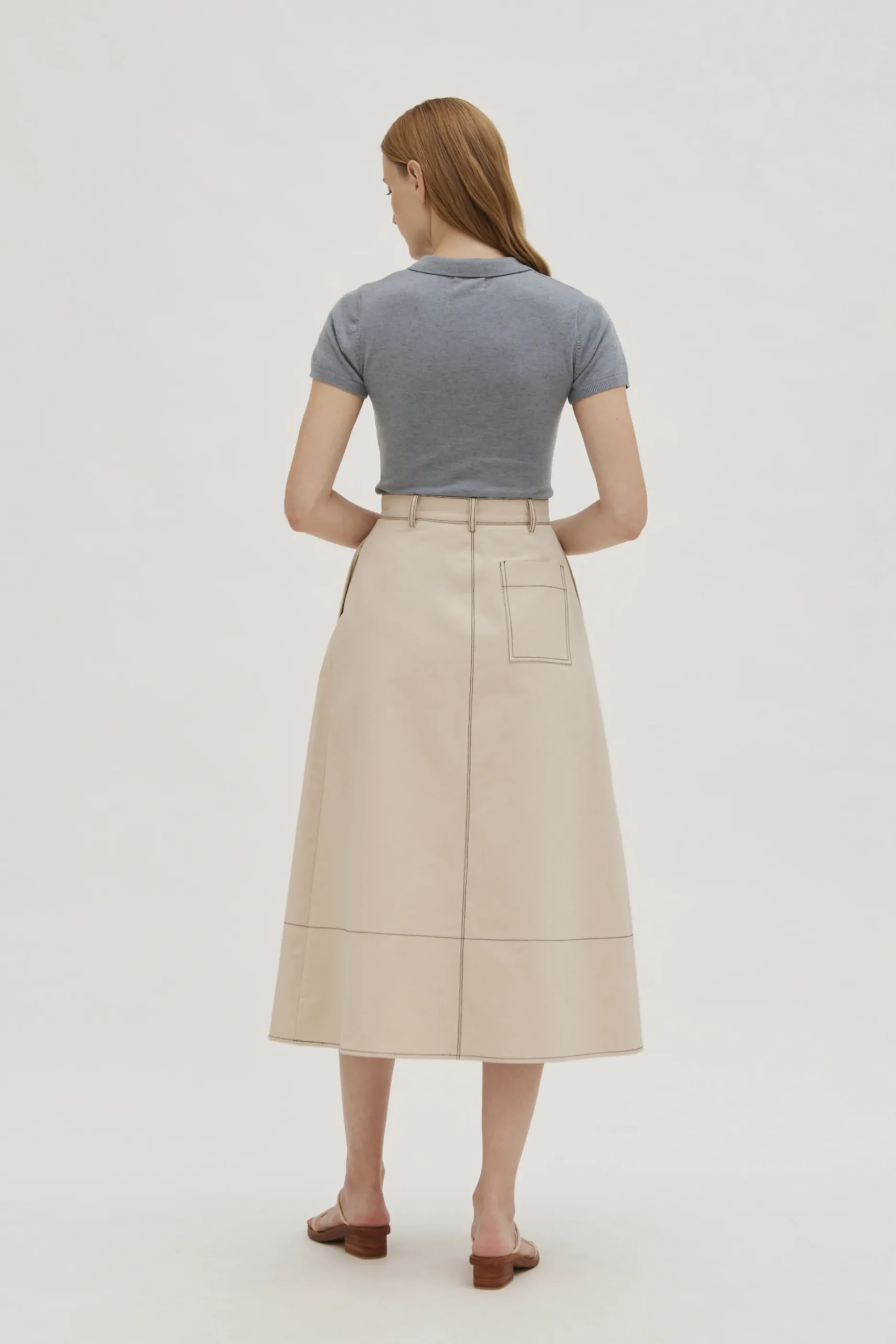 Contrast Stitch Cotton Skirt