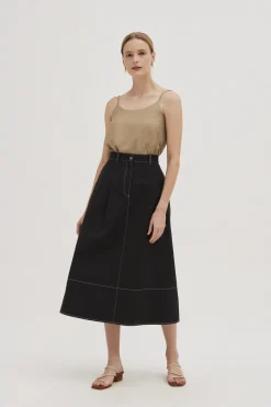 Contrast Stitch Cotton Skirt