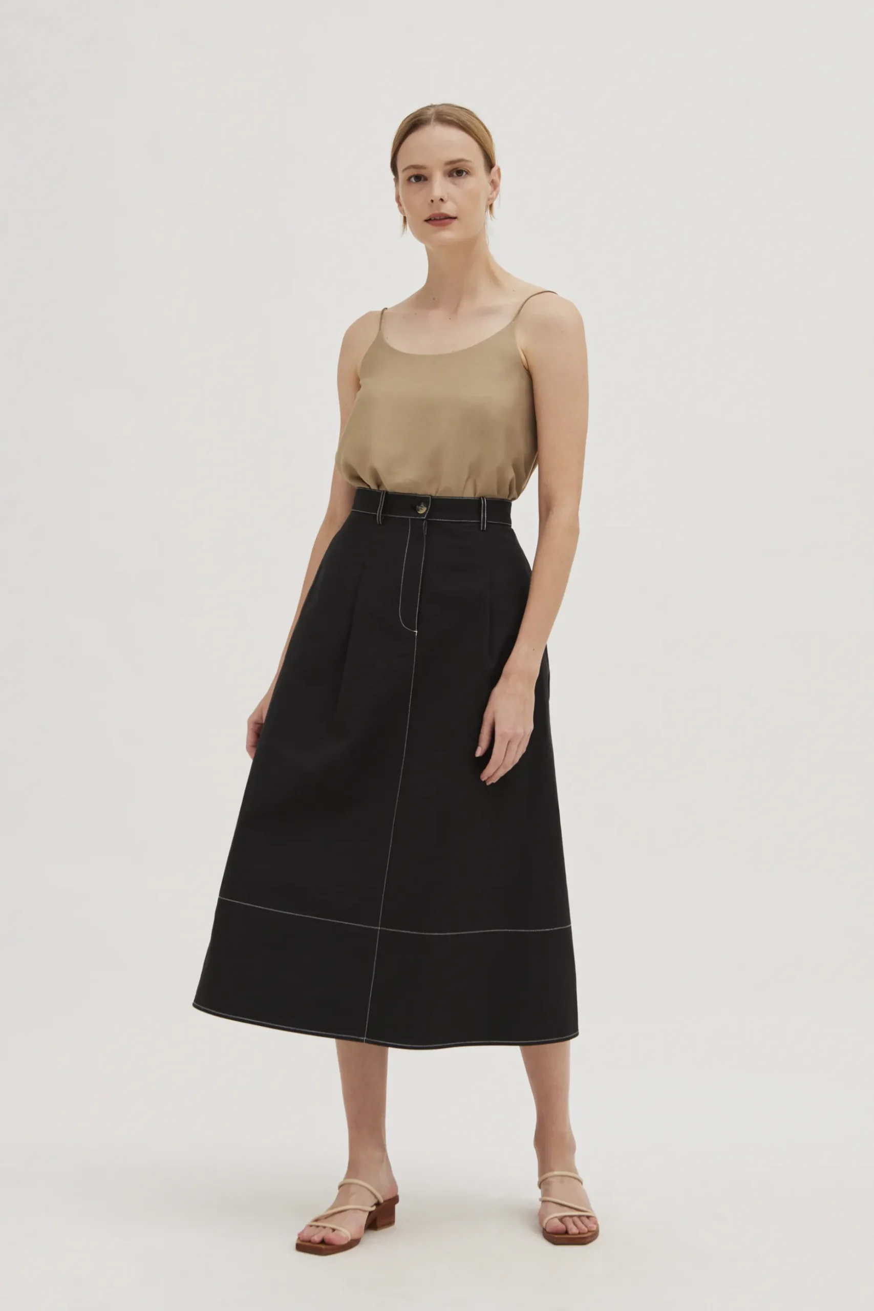 Contrast Stitch Cotton Skirt