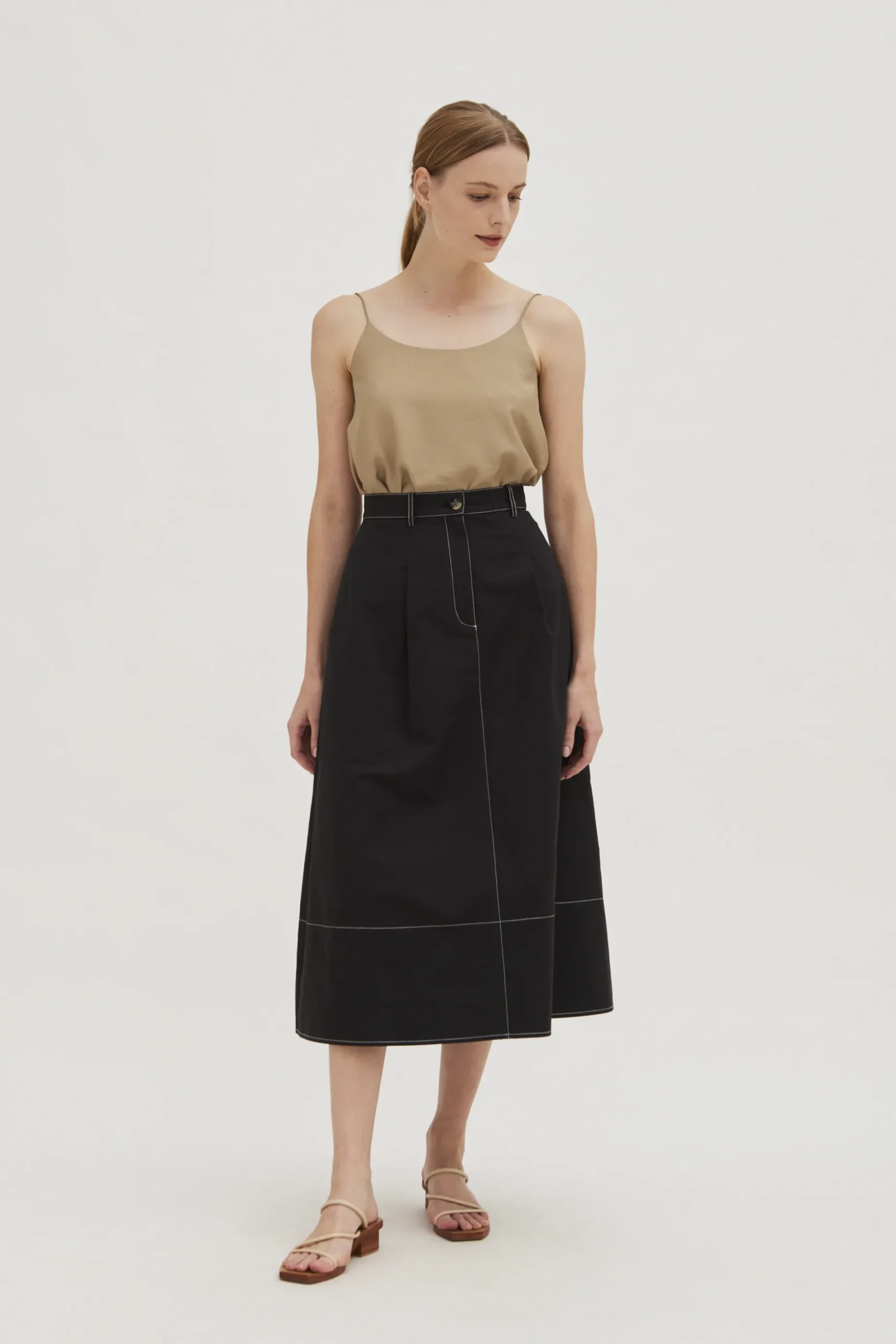 Contrast Stitch Cotton Skirt