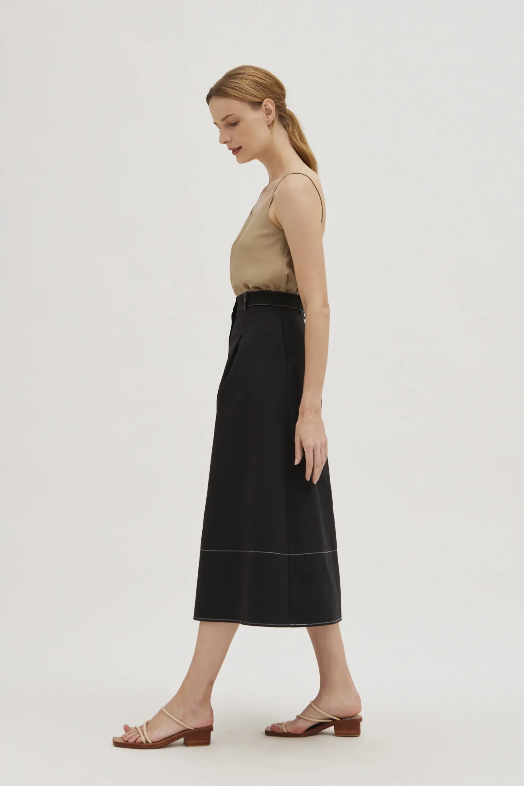 Contrast Stitch Cotton Skirt