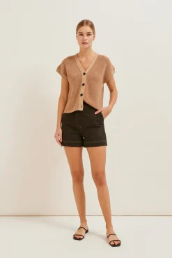 Contrast Stitch Cotton Twill Shorts