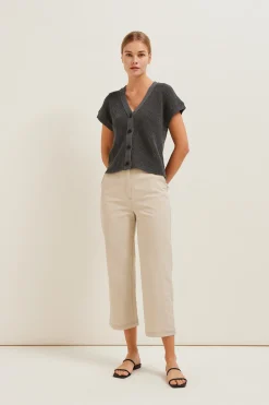 Contrast Stitch Cotton Twill Pants