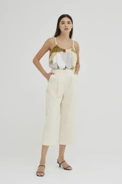 Cotton Balloon Pleat Pants
