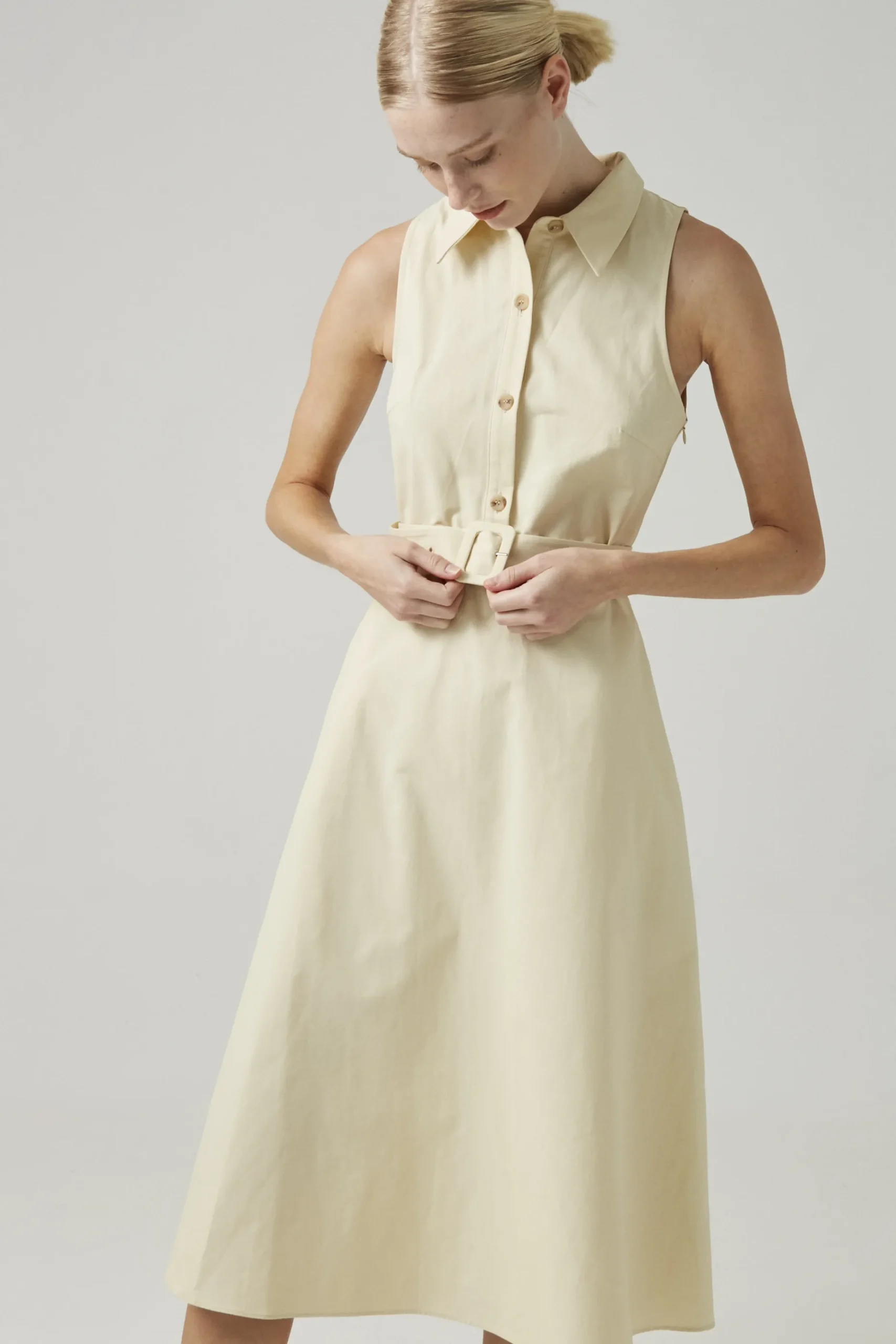 Cotton Belted Midi Dress