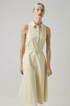 Cotton Belted Midi Dress