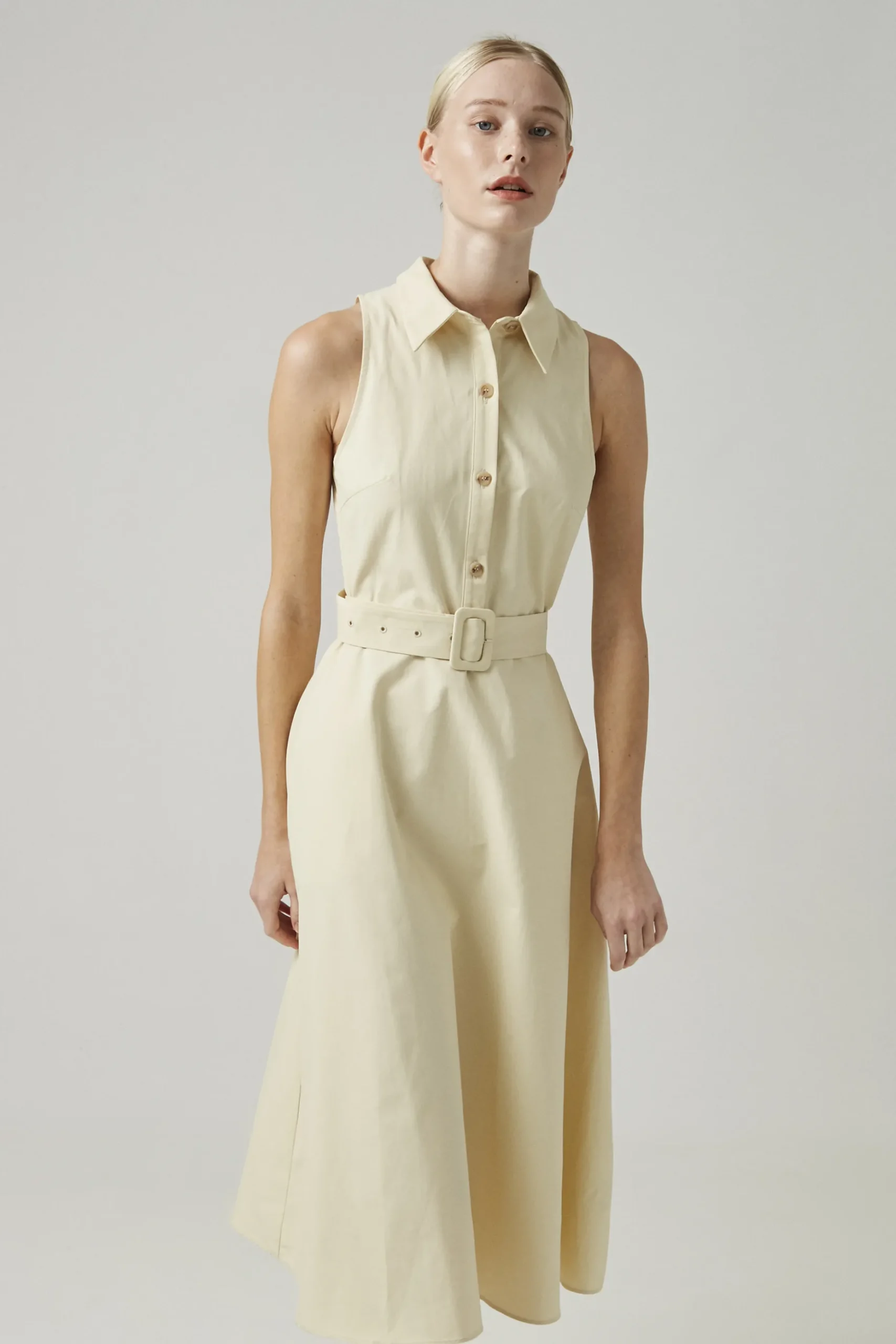 Cotton Belted Midi Dress