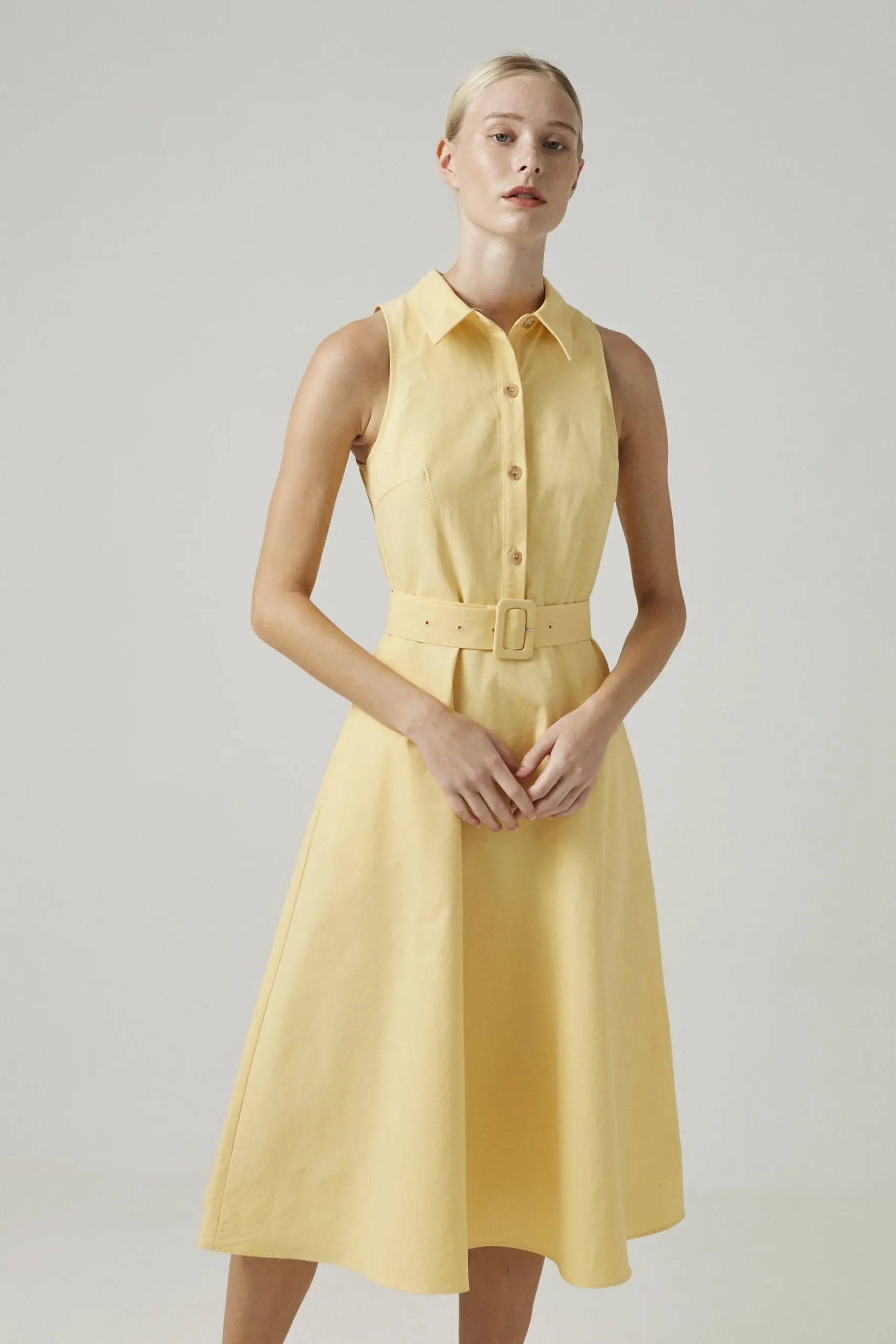 Cotton Belted Midi Dress