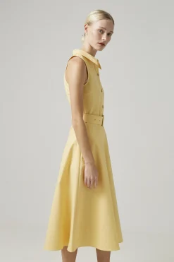 Cotton Belted Midi Dress