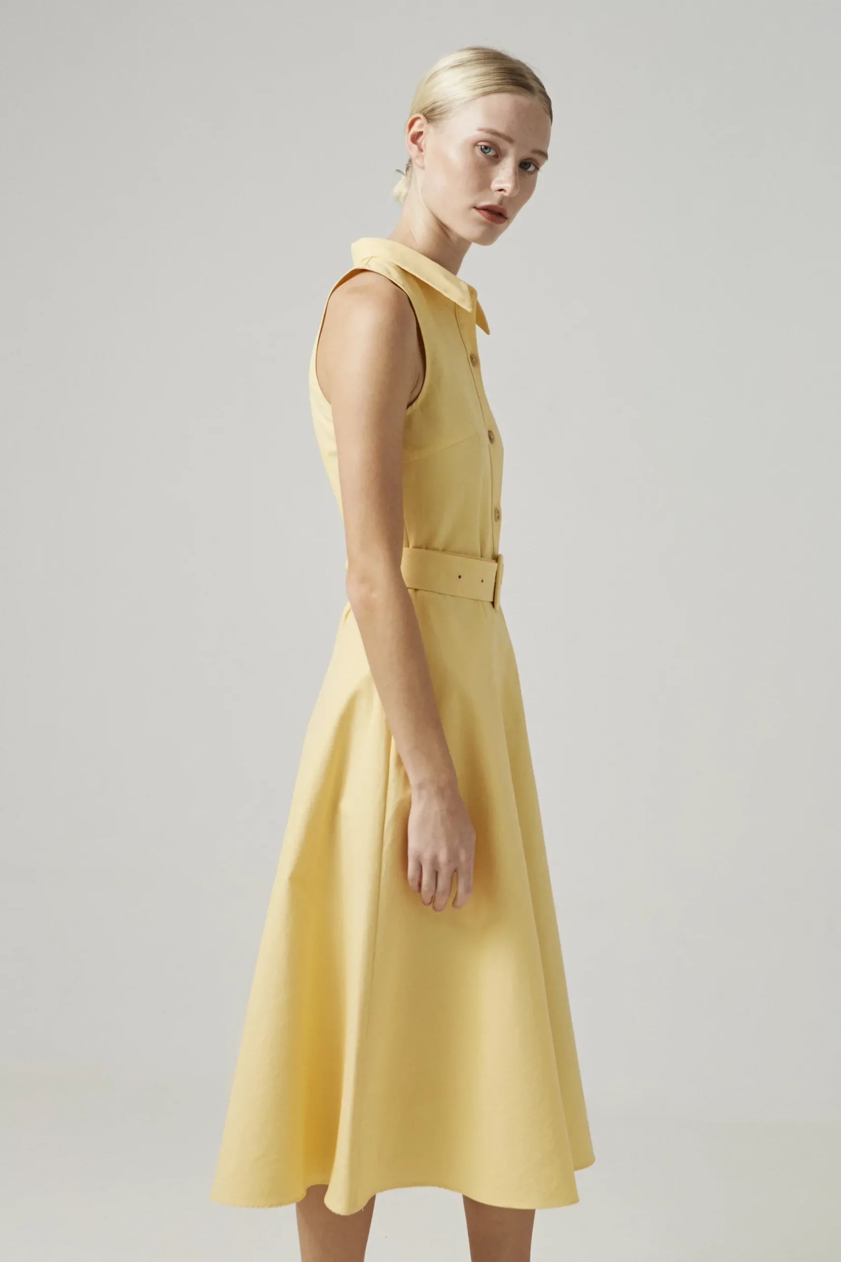Cotton Belted Midi Dress