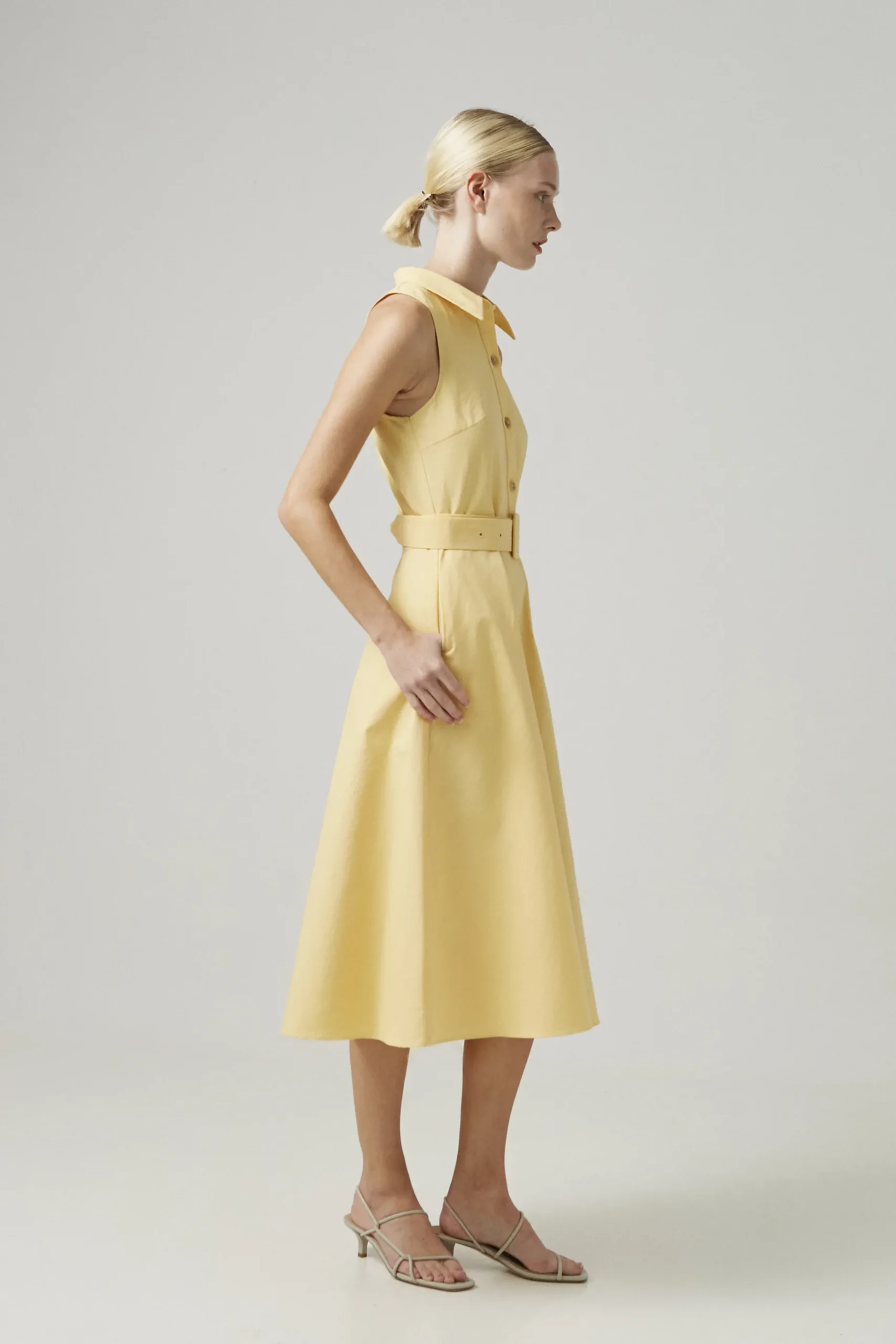 Cotton Belted Midi Dress