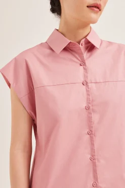 Cotton Button-Down Midi Shirt Dress