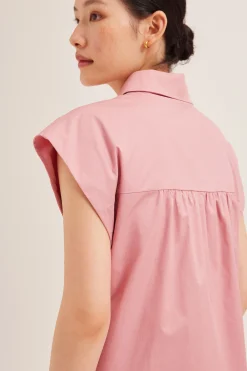 Cotton Button-Down Midi Shirt Dress