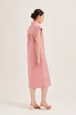 Cotton Button-Down Midi Shirt Dress
