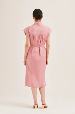 Cotton Button-Down Midi Shirt Dress