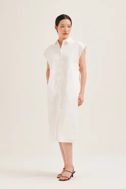 Cotton Button-Down Midi Shirt Dress