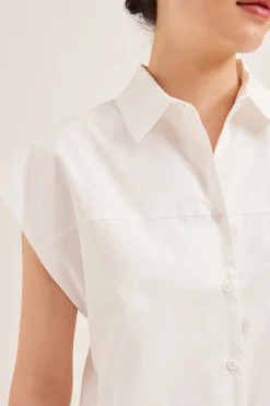 Cotton Button-Down Midi Shirt Dress