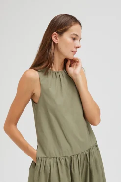 Cotton Drop Waist Midi Dress