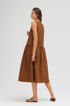 Cotton Drop Waist Midi Dress