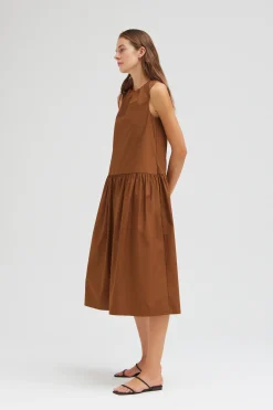 Cotton Drop Waist Midi Dress