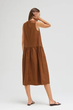 Cotton Drop Waist Midi Dress