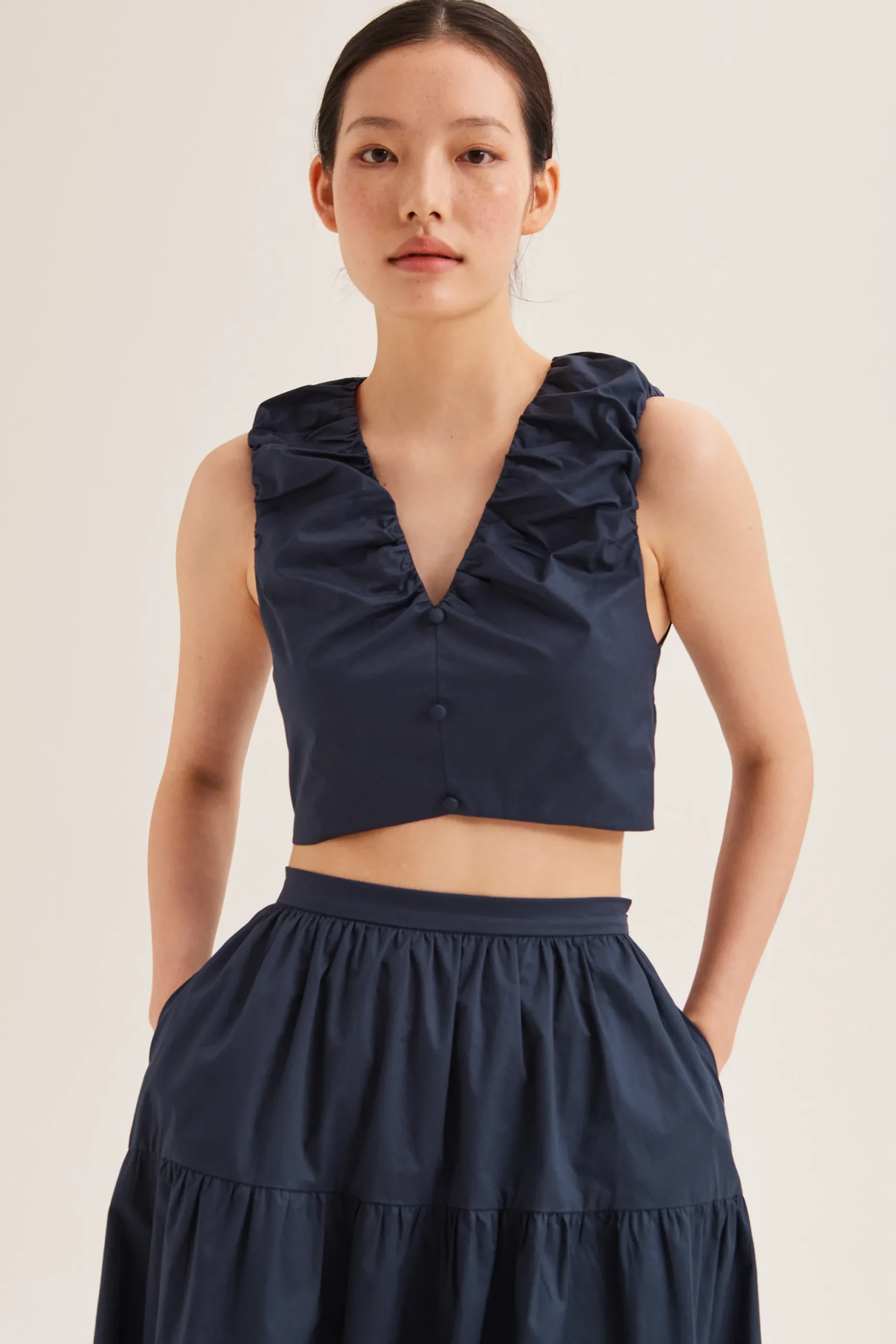 Cotton Gathered Crop Top